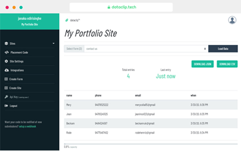 data-clip - Form backend by Janaka Edirisinghe