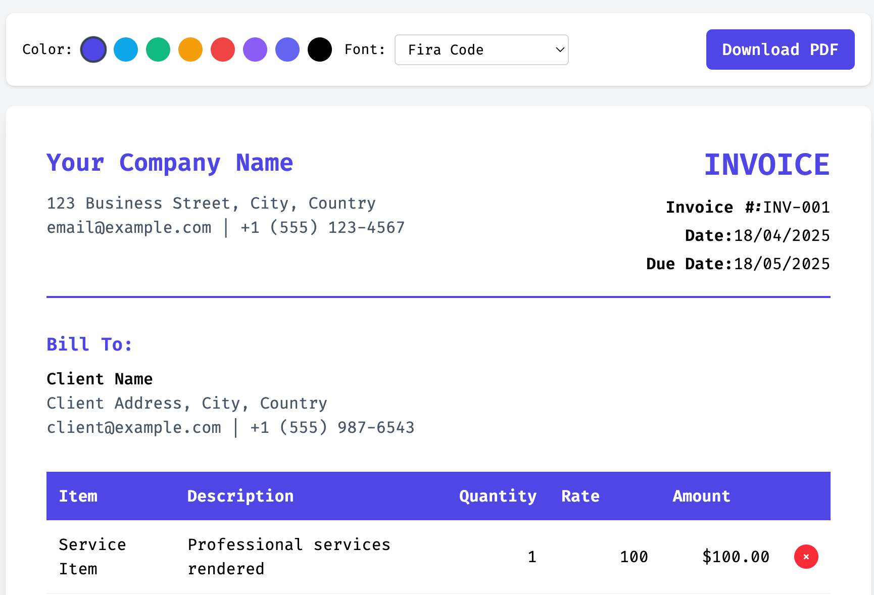 Invoice Generator by Janaka Edirisinghe