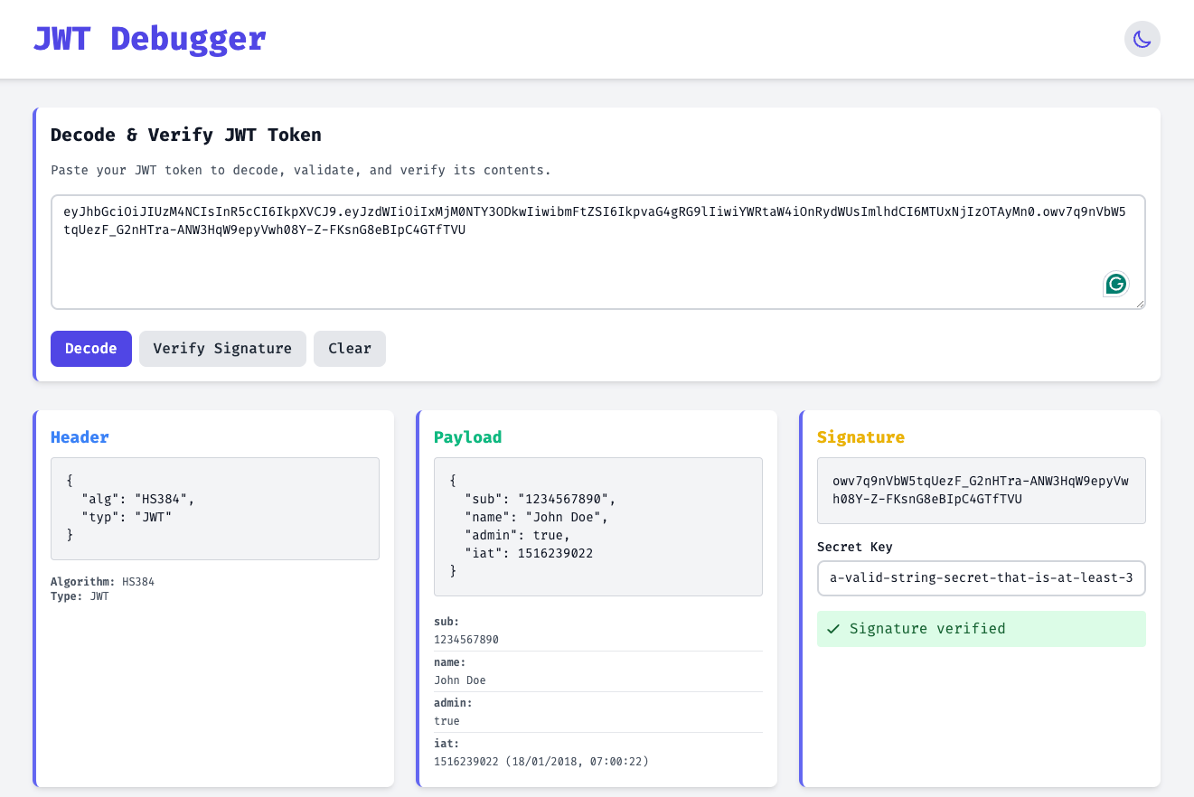 JWT Debugger by Janaka Edirisinghe